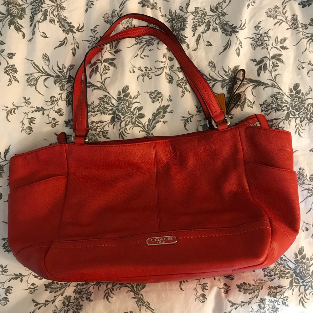 Red leather Coach purse